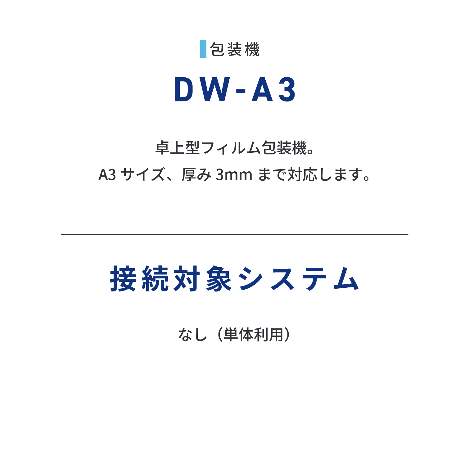 DW-A3　卓上型フィルム包装機。A3サイズ、厚み3mmまで対応します。
